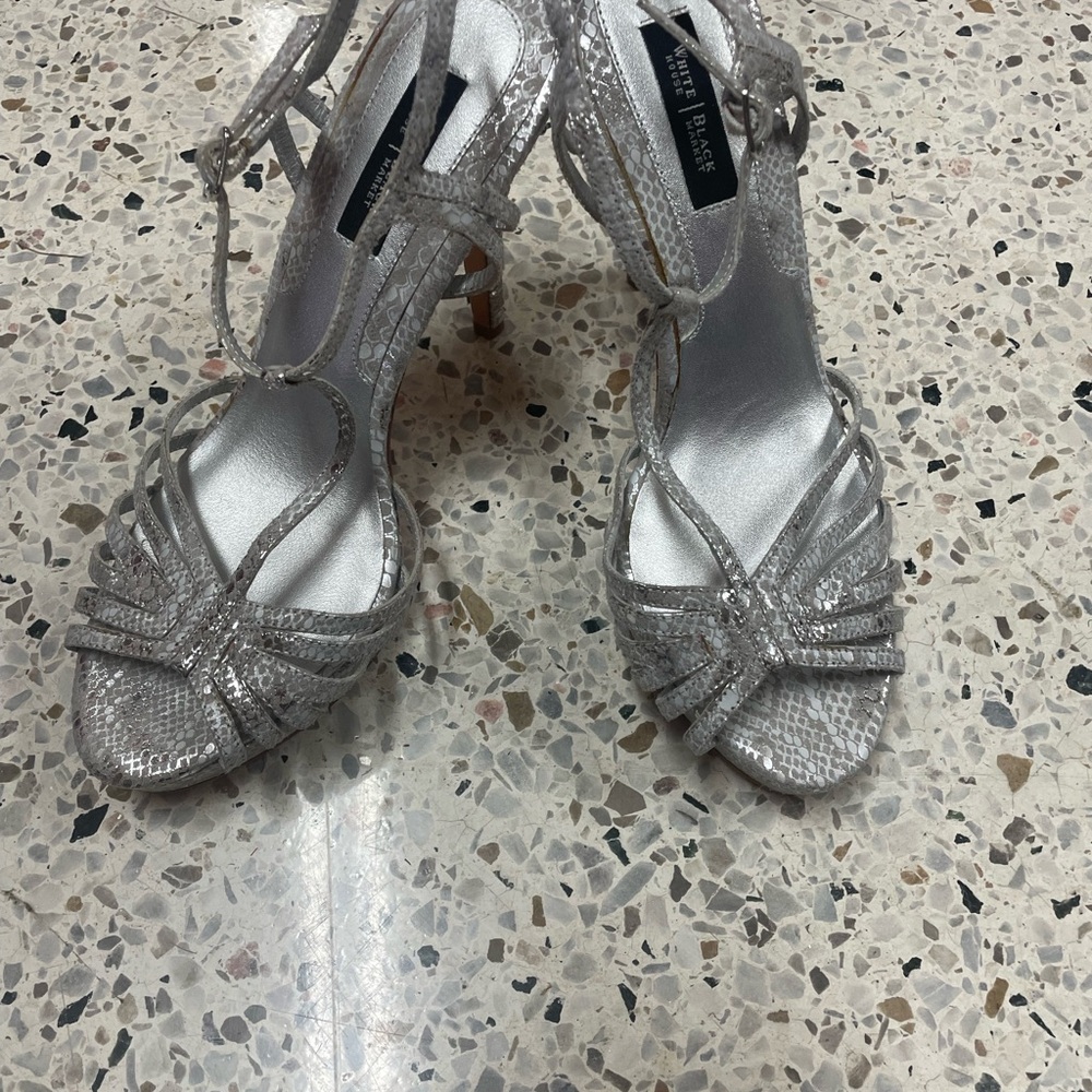 White House Black Market Metallic Strappy Heels
